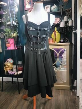Gothic black tiered dress